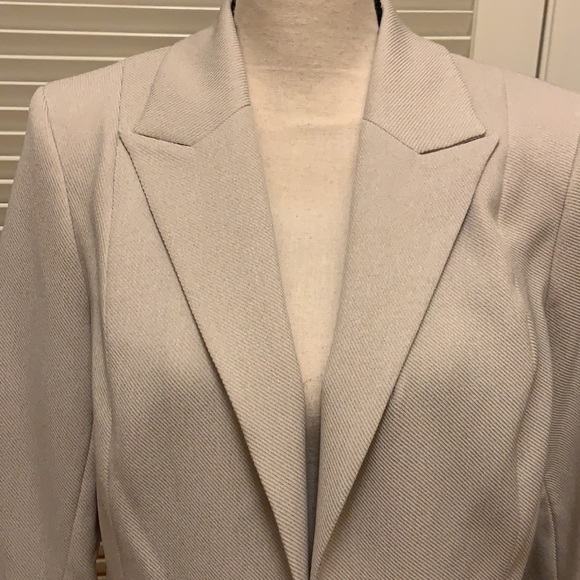 Calvin Klein Stretch Twill Peak Lapel Collar Open-front Jacket in Khaki - Picture 7 of 15